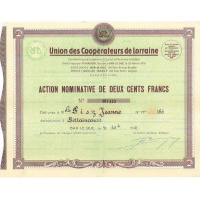 Union des Coopérateurs de Lorraine (Act Nomin 200 F)