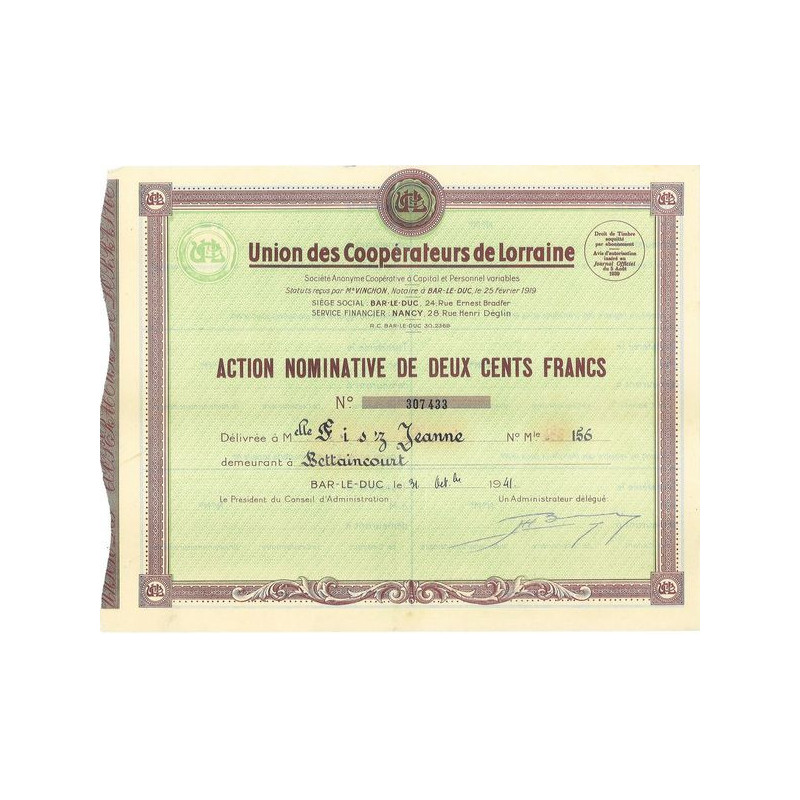 Union des Coopérateurs de Lorraine (Act Nomin 200 F)