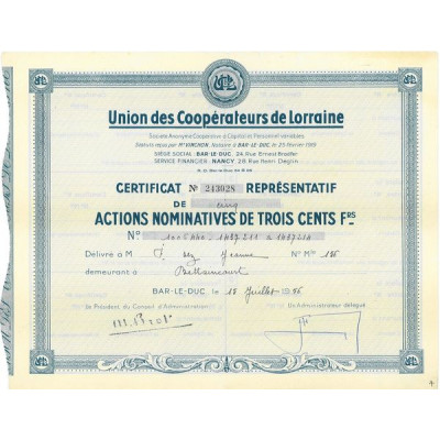 Union des Coopérateurs de Lorraine (Act Nomin 300 F)