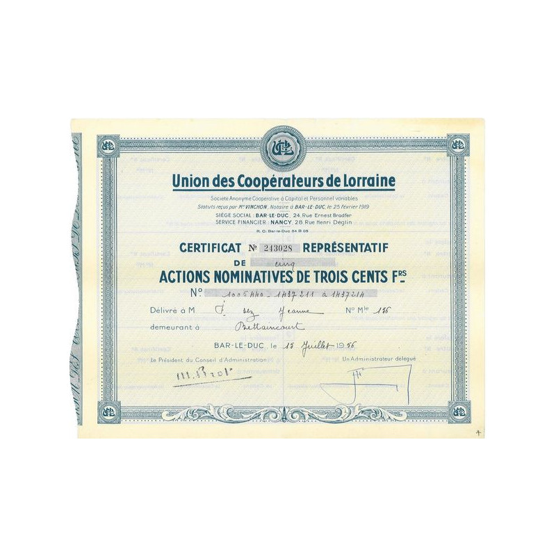 Union des Coopérateurs de Lorraine (Act Nomin 300 F)