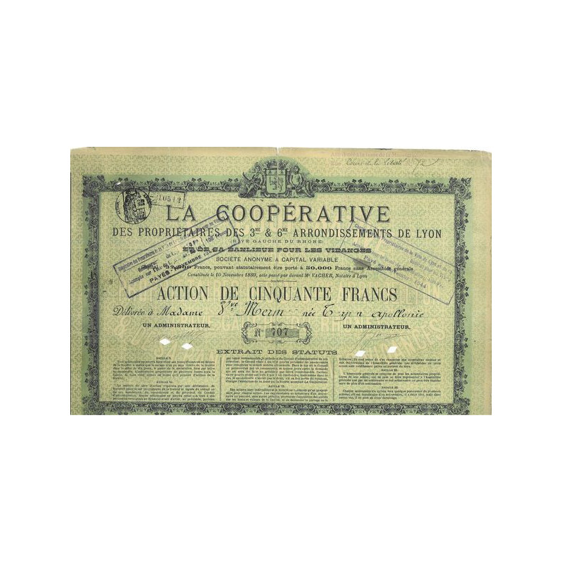 La Coopérative des Propriétaires des 3ème et 6ème Arr de Lyon (Rive Gauche du Rhône) et de sa Banlieue pour les Vidanges