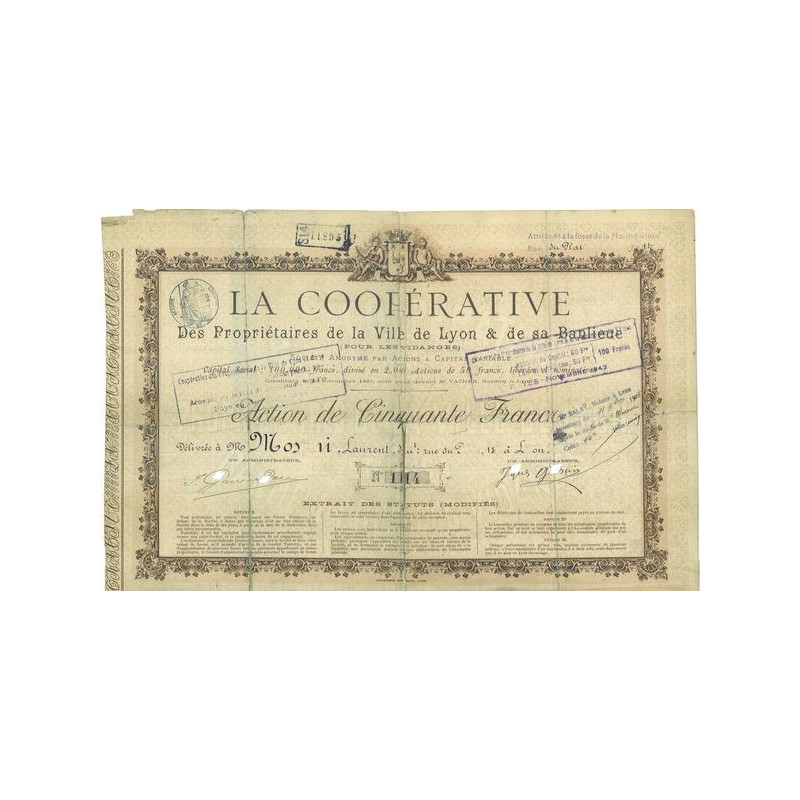 La Coopérative des Propriétaires de Lyon et de sa Banlieue (pour les Vidanges)