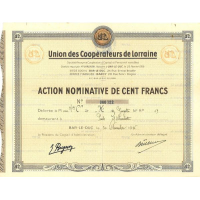 Union des Coopérateurs de Lorraine (Act Nomin 100 F)