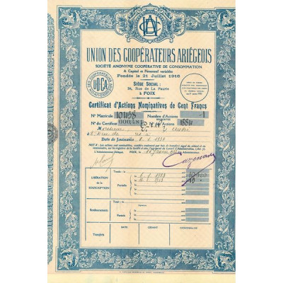 Union des Coopérateurs Ariégeois - S.A. Coopérative de Consommation