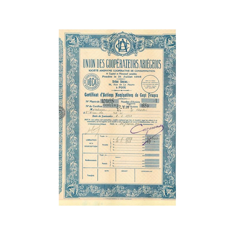 Union des Coopérateurs Ariégeois - S.A. Coopérative de Consommation