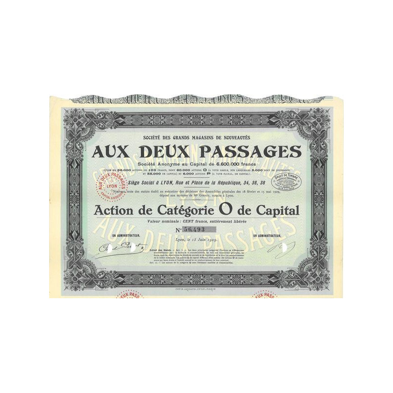 Sté des Grands Magasins de Nouveautés - Aux Deux Passages (Act O Capital)