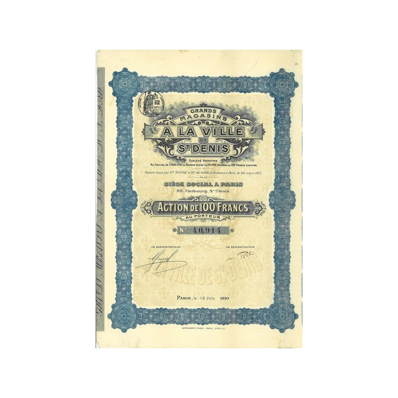 Grands Magasins A la Ville de St Denis (Act)