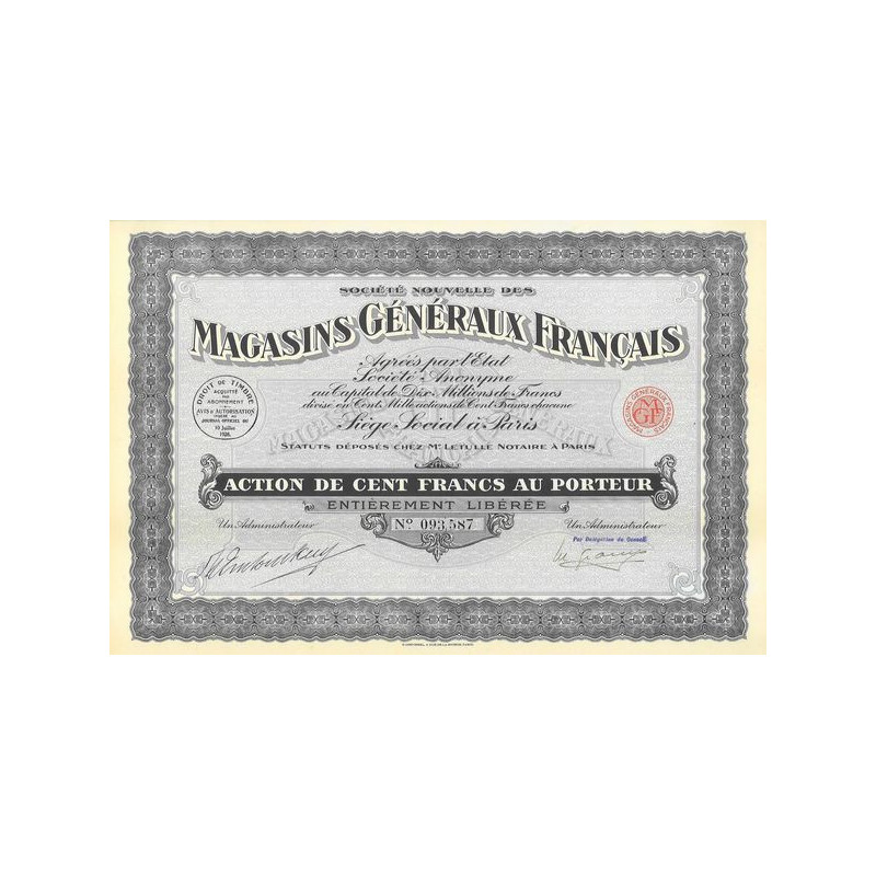 Sté Nlle des Magasins Généraux Français