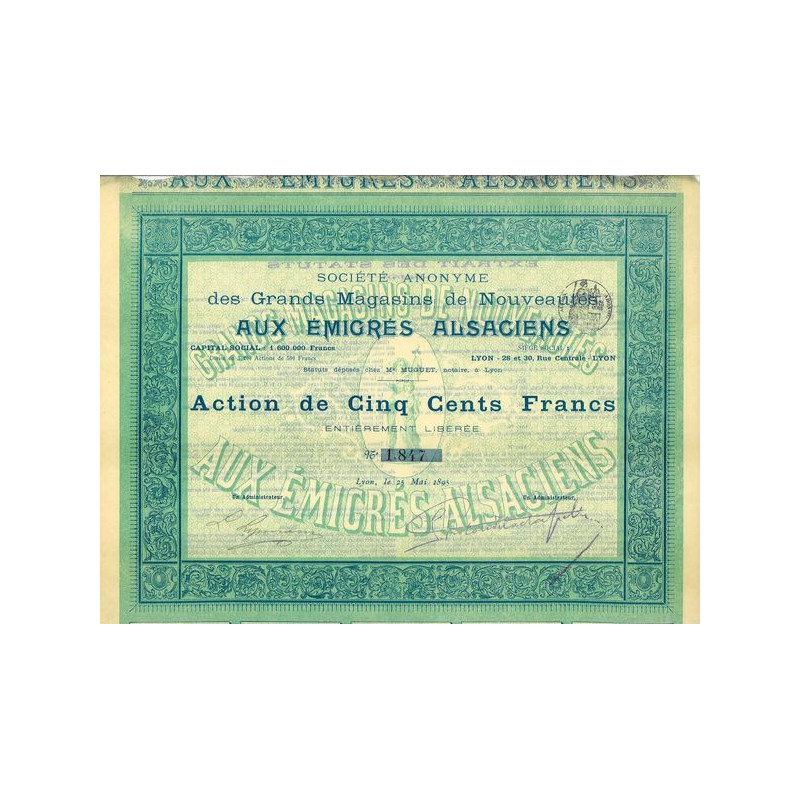 S.A. des Grands Magasins de Nouveautés - Aux Emigrés Alsaciens