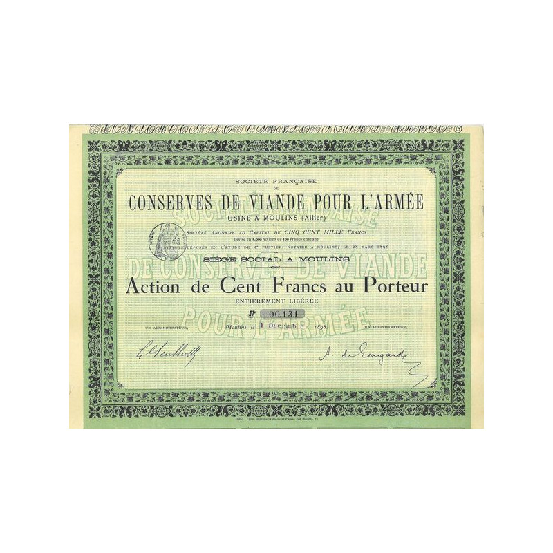 Sté Française de Conserves de Viande pour l'Armée - Usine à Moulins (Allier)