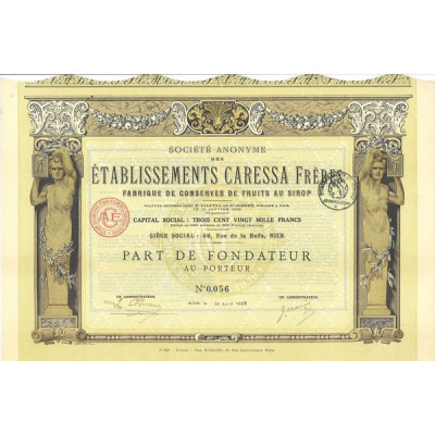 S.A. des Ets Caressa Frères - Fabrique de Conserves de Fruits au Sirop