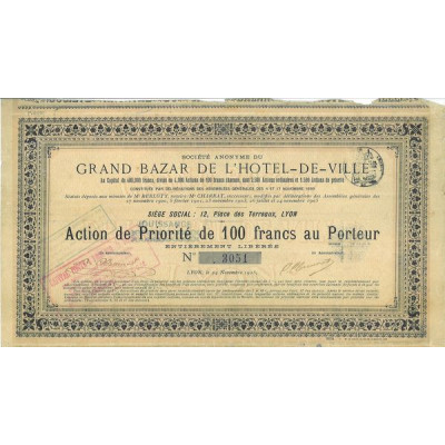 S.A. du Grand Bazar de l'Hôtel-de-Ville (Act P 100 F)