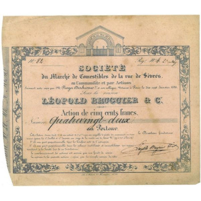 Sté du Marché de Comestibles de la Rue de Sèvres sous la Raison Léopold Brucuier & Cie