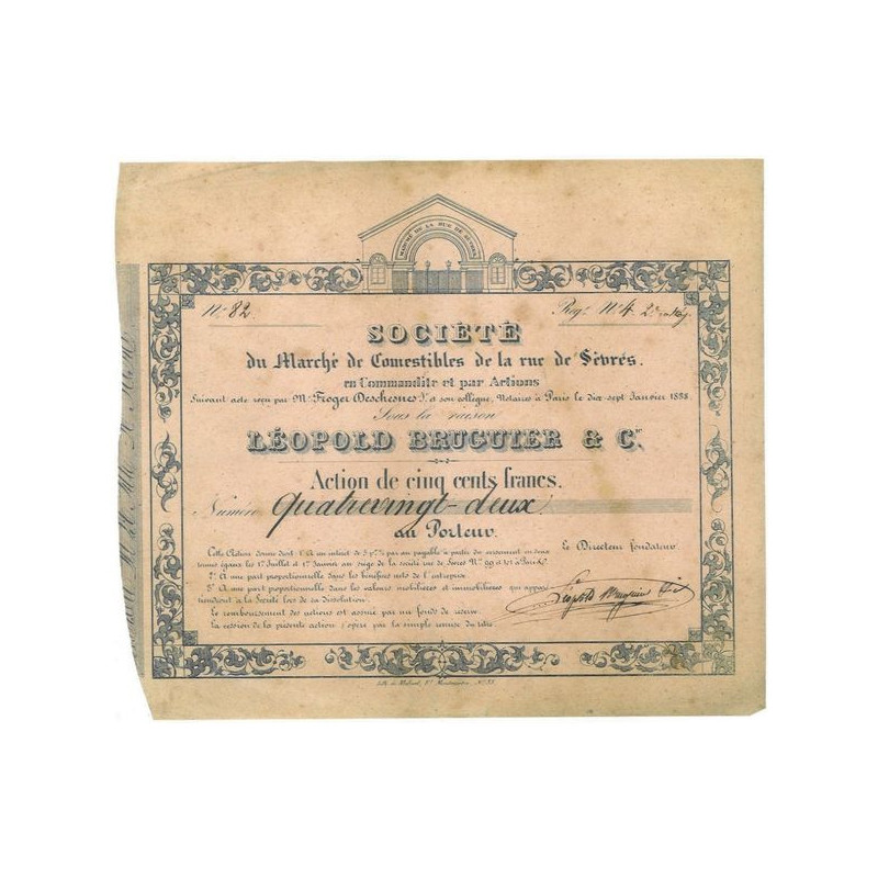 Sté du Marché de Comestibles de la Rue de Sèvres sous la Raison Léopold Brucuier & Cie