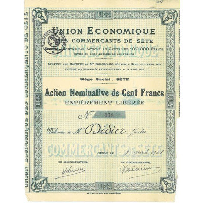 Union Economique des Commerçants de Sète (Act nomin 100 F)