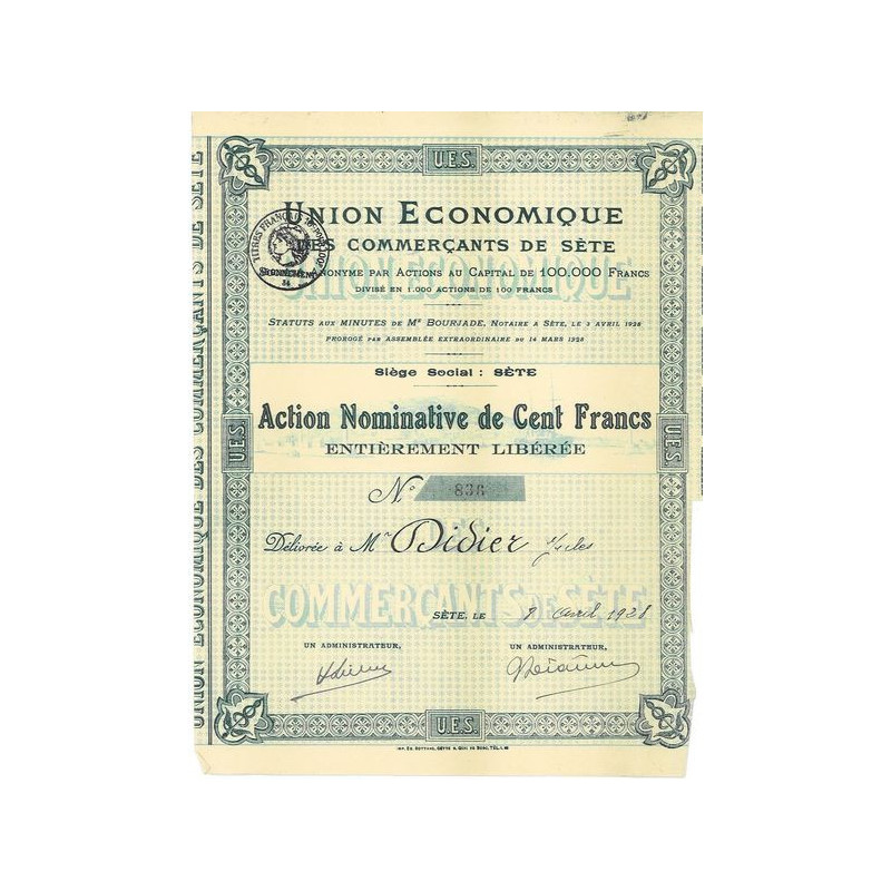 Union Economique des Commerçants de Sète (Act nomin 100 F)