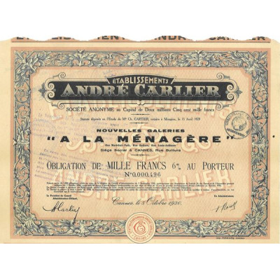 Ets André Carlier - Nlles Galeries "A la Ménagère"