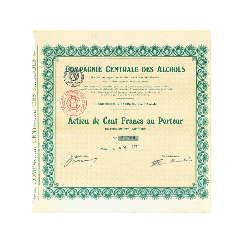 Cie Centrale des Alcools (modele 1)