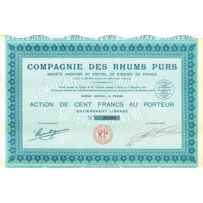 Cie des Rhums Purs (Act 100 F)