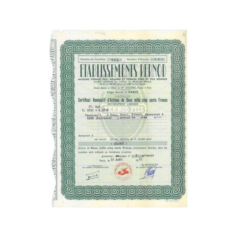 Ets Pernod - Maison Pernod Fils. Hémard et Pernod Père et Fils Réunis