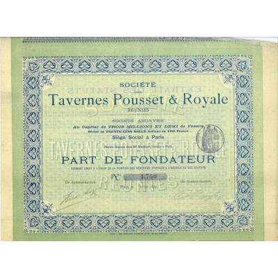 Sté des Tavernes Pousset & Royale Réunies (PF)