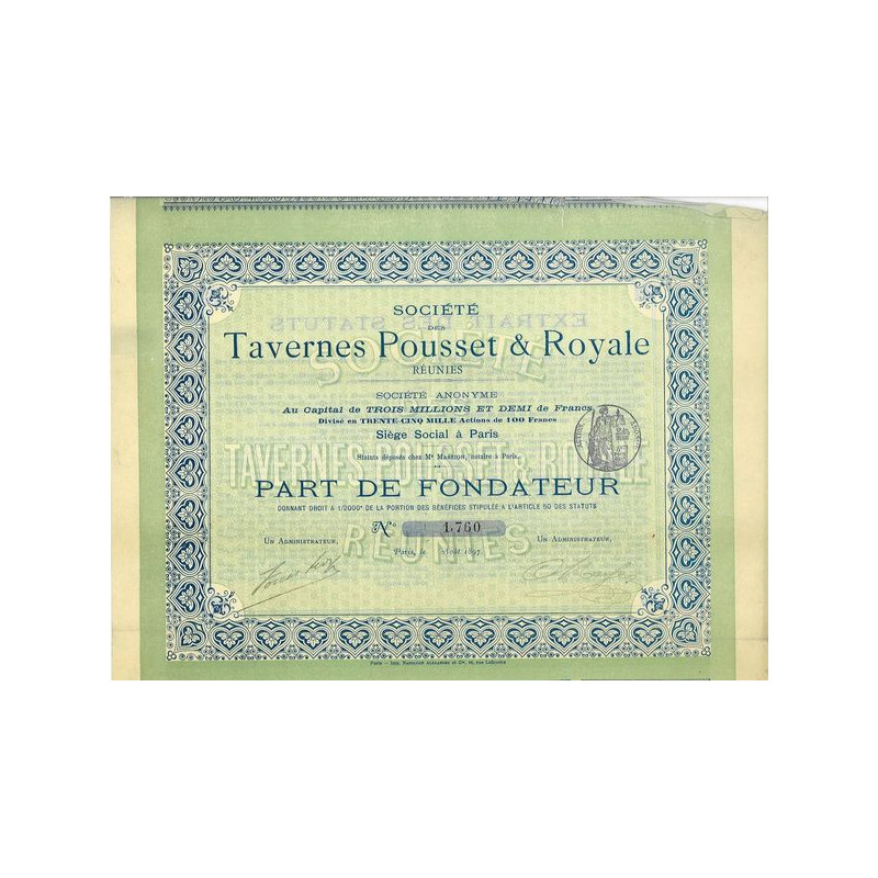 Sté des Tavernes Pousset & Royale Réunies (PF)