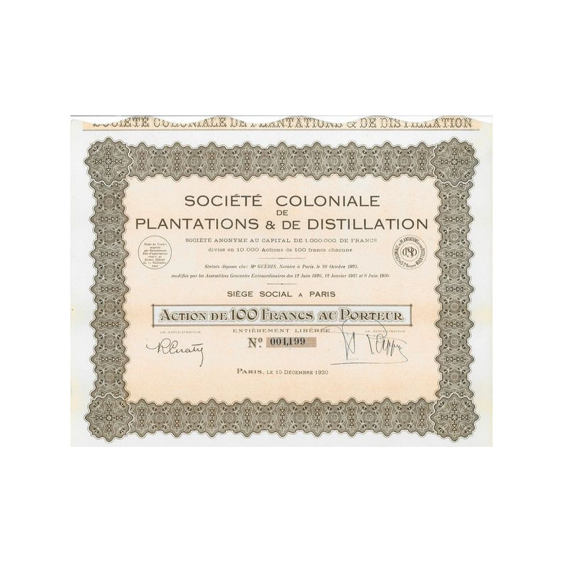 Sté coloniale de Plantations & de Distillation