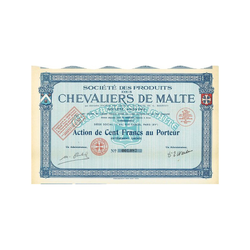 Sté des Produits des Chevaliers de Malte (Act 100 F)