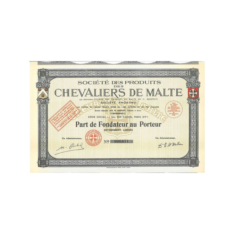Sté des Produits des Chevaliers de Malte (PF)