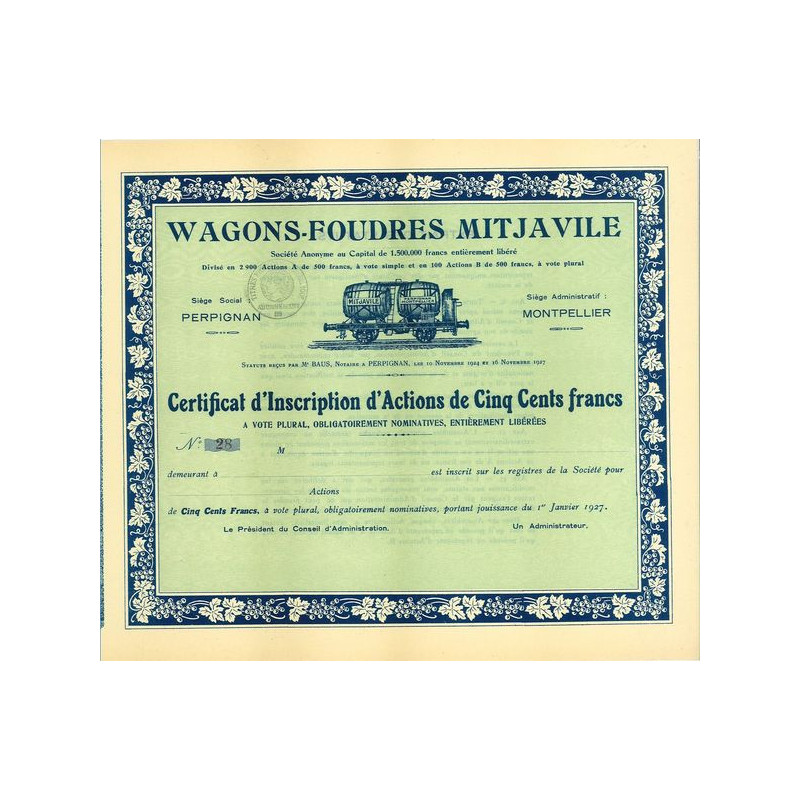 Wagons-Foudres Mitjavile (Certif d'Act) (Blanquette)