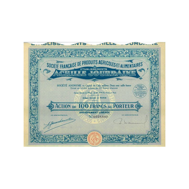 Sté Française de Produits Agricoles et Alimentaires - Ets Achille Jourdaine