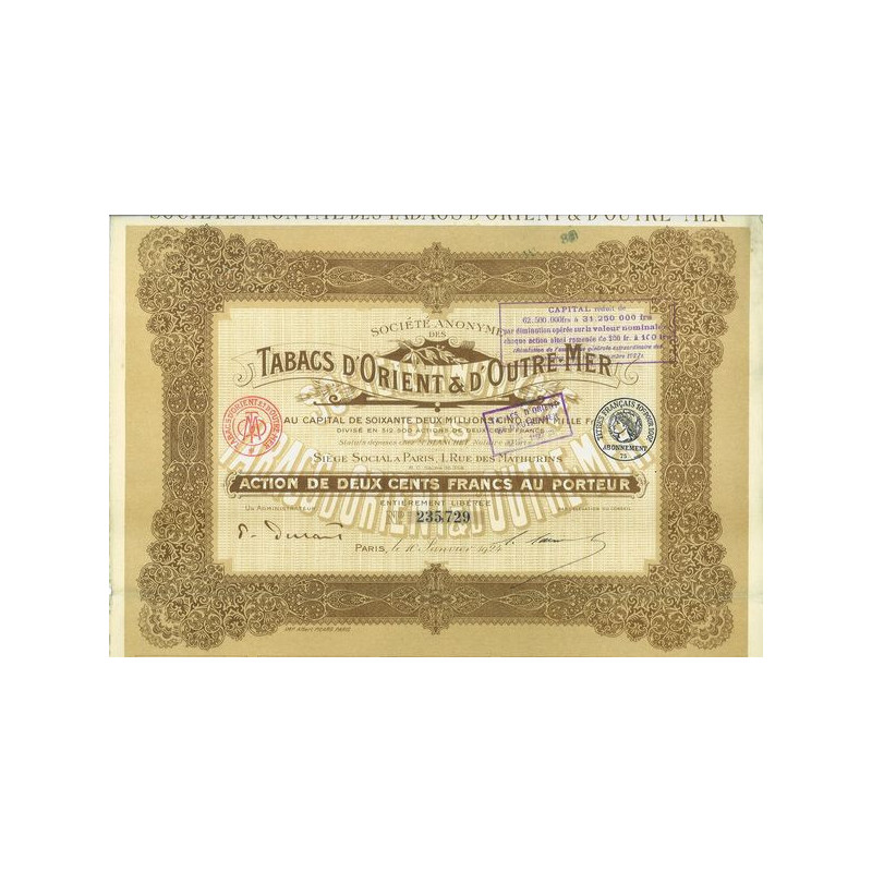 S.A. des Tabacs d'Orient & D'Outre-Mer (1924) (Act 200 F)