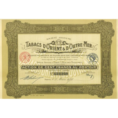 S.A. des Tabacs d'Orient & D'Outre-Mer (1928) (Act 100 F)