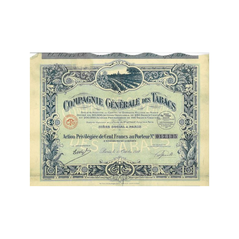 Cie Gale des Tabacs (Act Priv 100 F)