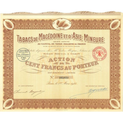 Tabacs de Macédoine et d'Asie Mineure (Act)