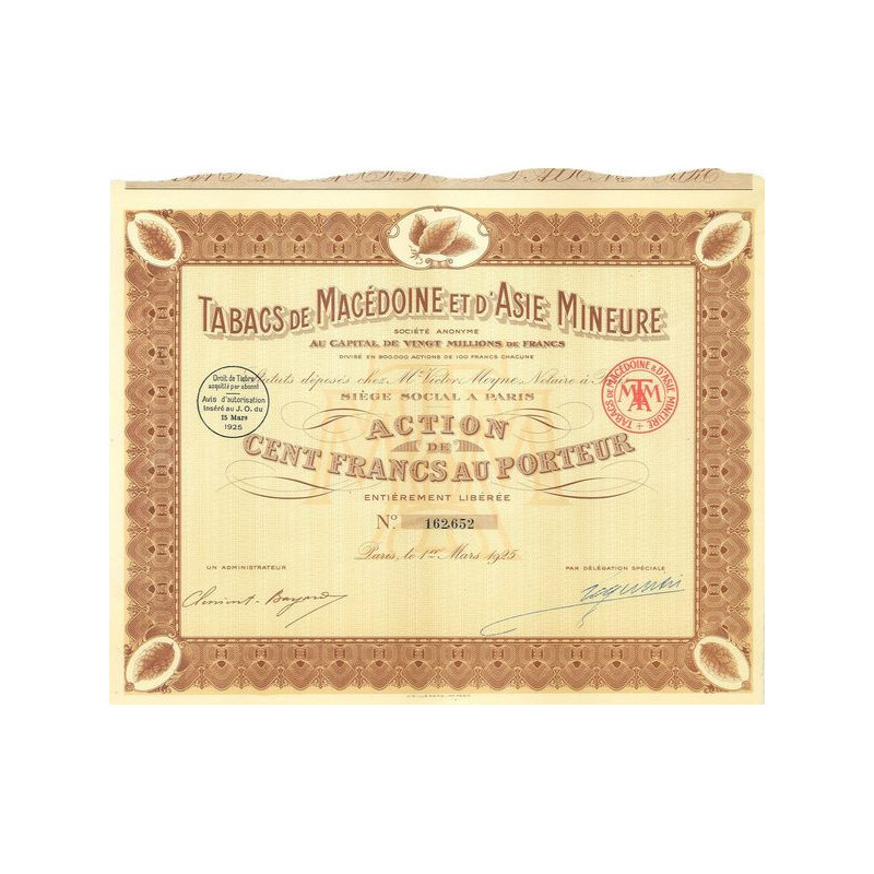 Tabacs de Macédoine et d'Asie Mineure (Act)