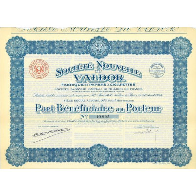 Sté Nlle du Valdor Fabrique de Papiers à Cigarettes