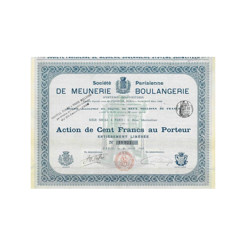 Sté Parisienne de Meunerie-Boulangerie (Système Schweitzer)