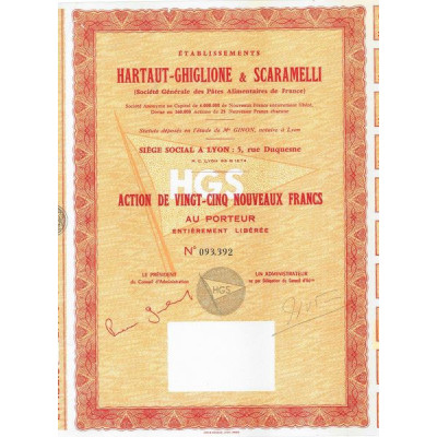 Ets Hartaut-Ghiglione & Scaramelli (Sté Gale des Pâtes Alimentaires de France) (Act 25 NF)