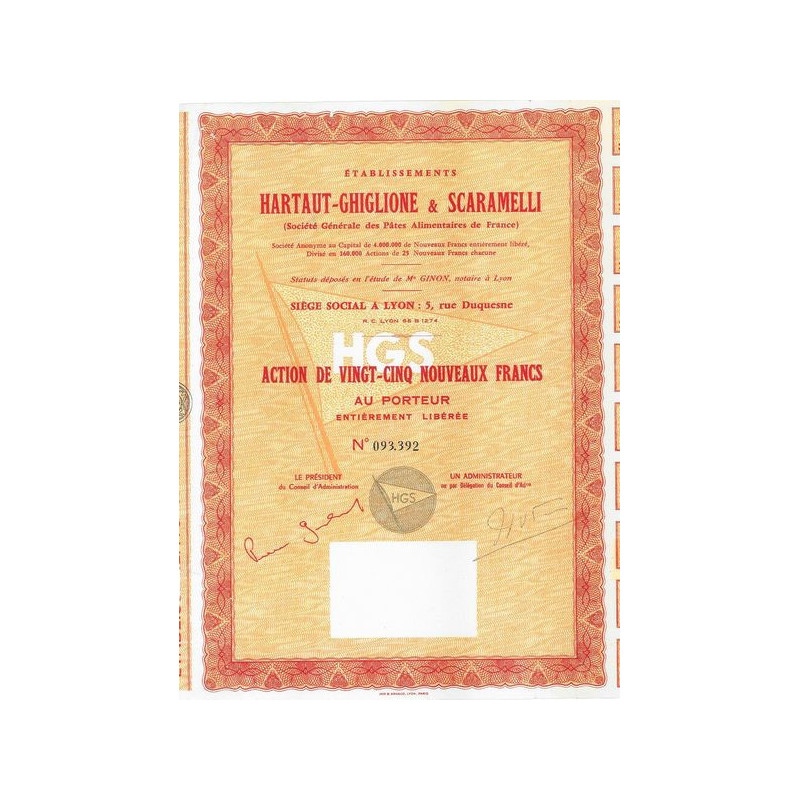 Ets Hartaut-Ghiglione & Scaramelli (Sté Gale des Pâtes Alimentaires de France) (Act 25 NF)