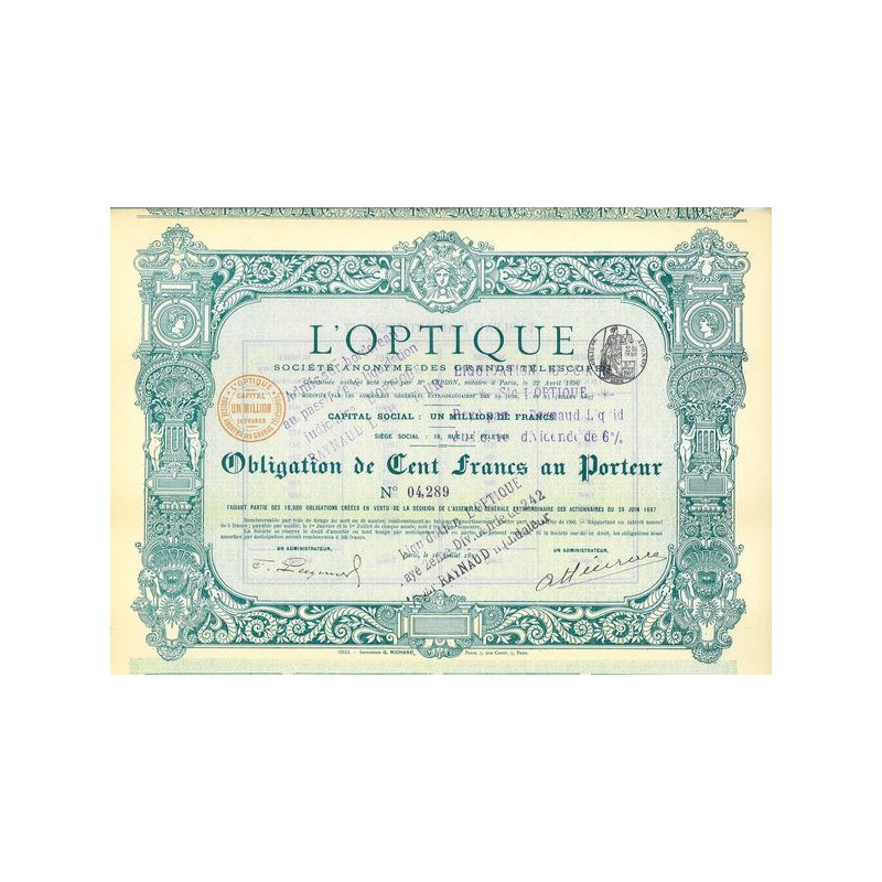 L'Optique S.A. des Grands Téléscopes (Obl 100 F)