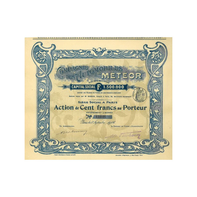 Cie des Automobiles "Météor"