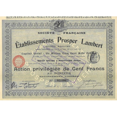 Sté française des Ets Prosper Lambert