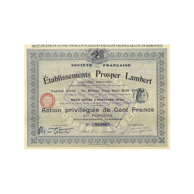 Sté française des Ets Prosper Lambert