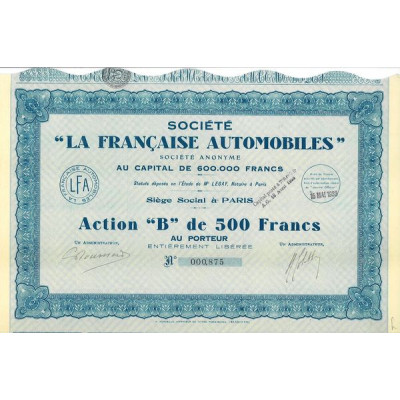 Sté "La Française Automobiles"