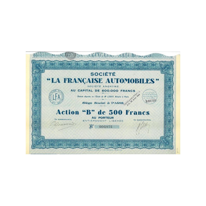 Sté "La Française Automobiles"