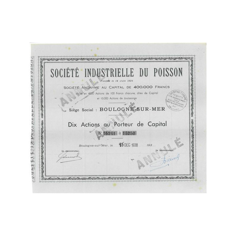 Sté Industrielle du Poisson (10 Act)