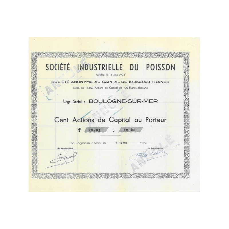 Sté Industrielle du Poisson (100 Act)