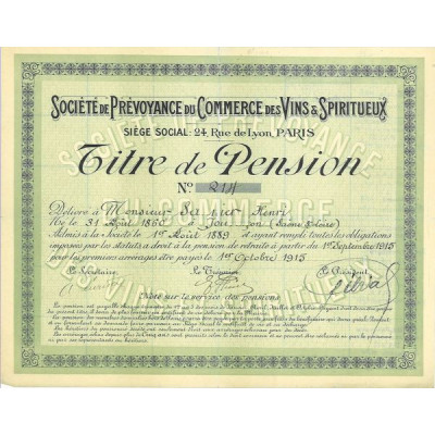 Sté de Prévoyance du Commerce des Vins et Spiritueux