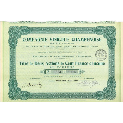Cie Vinicole Champenoise (Titre 2 Act 100 F)